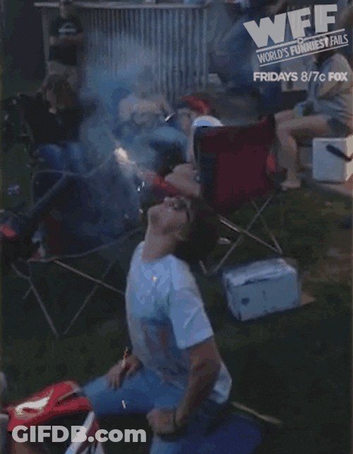 Fireworks Fail Put In Man's Mouth GIF