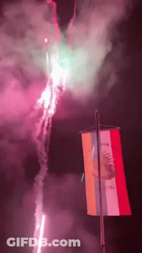 Fireworks Fail Up And Down With Flag GIF