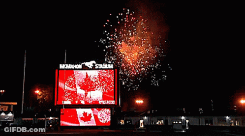 Fireworks In Front Of McMahon Stadium GIF