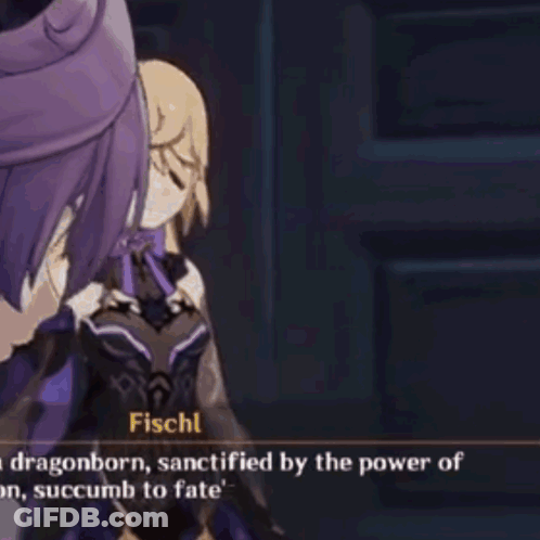 Fischl Talking To A Man In Video Game GIF