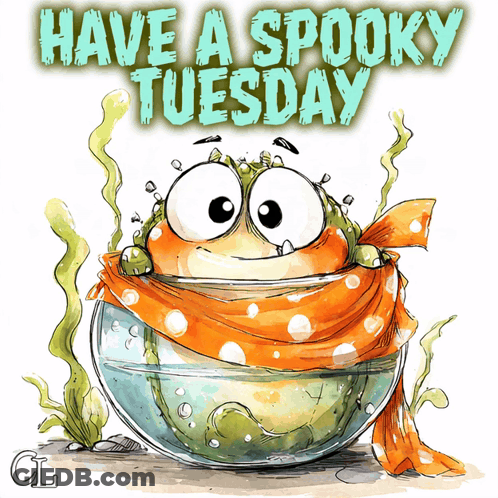 Fish In Bowl Saying Have A Spooky Tuesday GIF