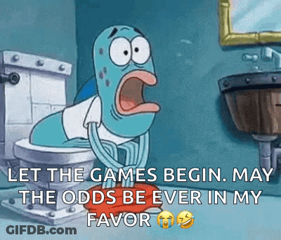 Fish On Toilet Let The Games Begin GIF