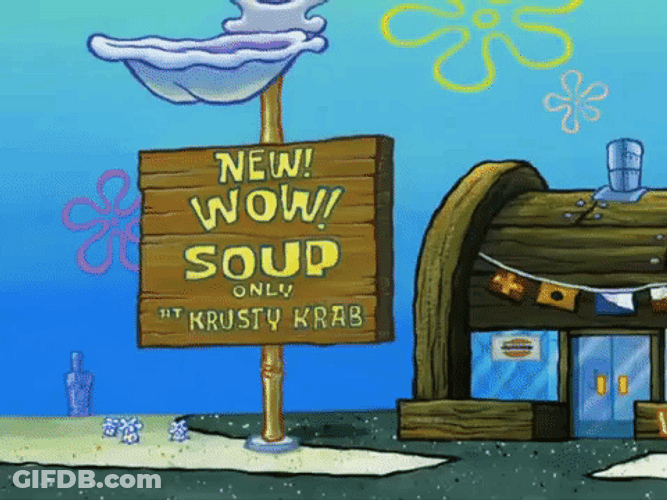Fish Rushing Inside Krusty Krab GIF