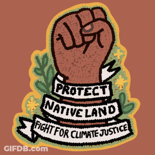 Fist With Protect Native Land Banner GIF