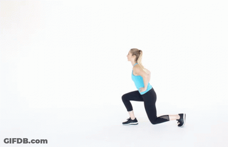 Fit Lady Jump Lunge GIF