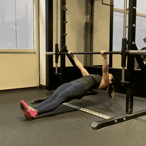 Fit Lady Uses Barbell Row In The Gym GIF