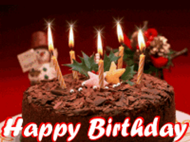 Five Lighting Candle Cake Happy Birthday GIF