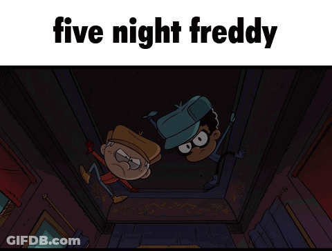 Five Night Freddy Poster With Cartoon Characters GIF