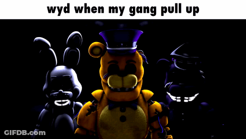 Five Nights At Freddy's Characters Standing In Dark Room GIF