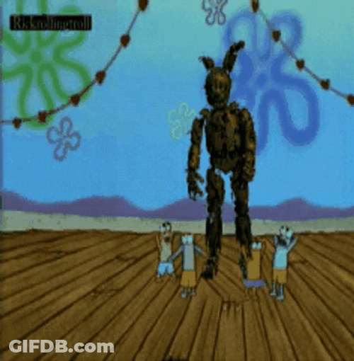 Five Nights At Freddy's Patrick Punching Freddy Meme GIF