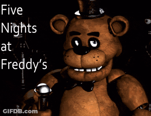 Five Nights At Freddy's Poster With Brown Teddy Bear GIF