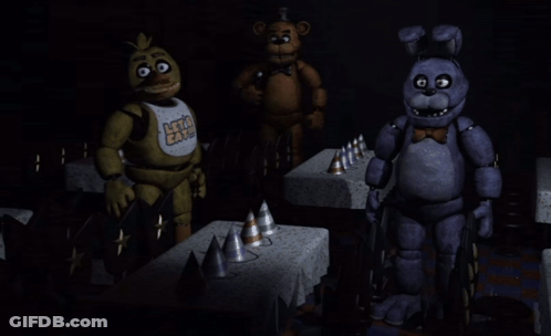 Five Nights At Freddys Characters Around Table GIF