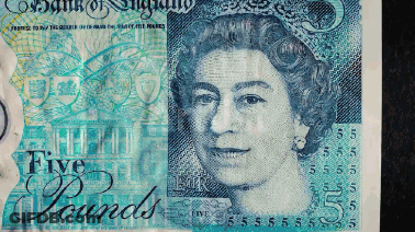 Five Pound Bill With Queen Elizabeth II GIF