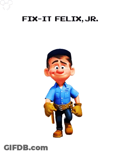 Fix-It Felix Jr. Is A Cartoon Character From The Movie Wreck-It GIF