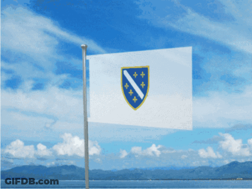 Flag Of Bosnia And Herzegovina In Blue Sky GIF