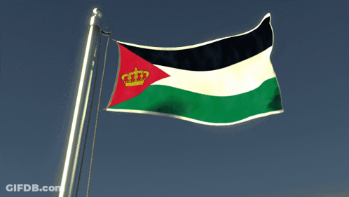 Flag Of Jordan With Crown GIF