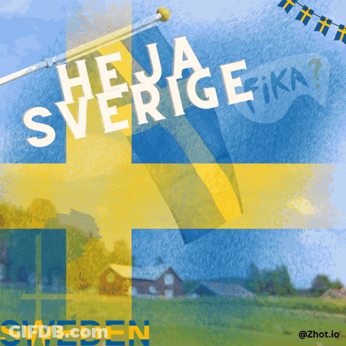 Flag Saying Heja Sverige Fika GIF