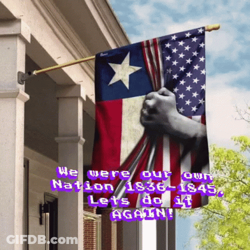 Flag Saying We Were Our Own Nation 1836-1845 GIF
