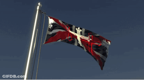 Flag With Cross Flying In Wind GIF