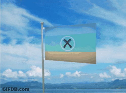 Flag With Cross Flying Over Water GIF