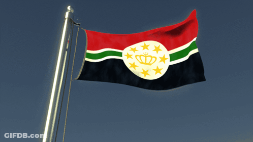 Flag With Crown And Stars Waving GIF