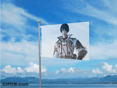 Flag With Man Flying In Wind GIF
