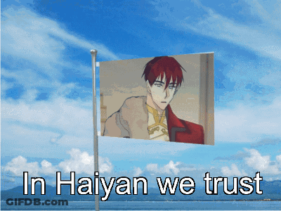 Flag With Man Saying In Haiyan We Trust GIF
