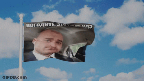 Flag With Man Saying Погодите GIF