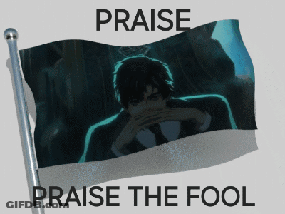 Flag With Man Saying Praise The Fool GIF