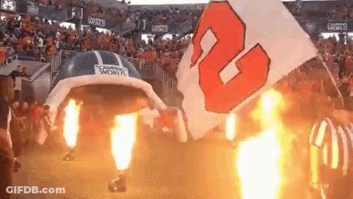 Flag With Number 2 On Fire GIF