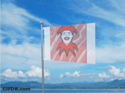 Flag With Octopus Waving In Wind GIF
