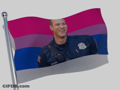 Flag With Police Officer GIF
