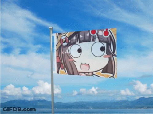 Flag With Surprised Girl Face GIF