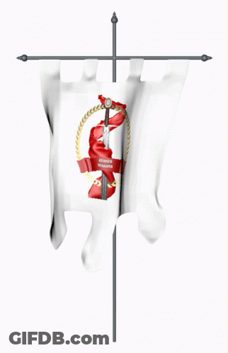 Flag With Sword And Alliance Francaise Ribbon GIF