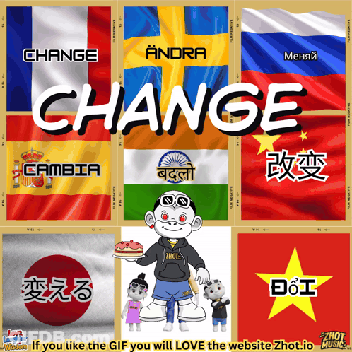 Flags Collage Saying Change GIF