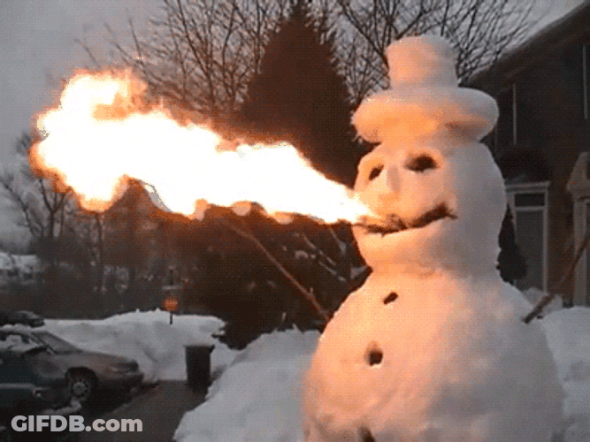 Flame On Snowman GIF