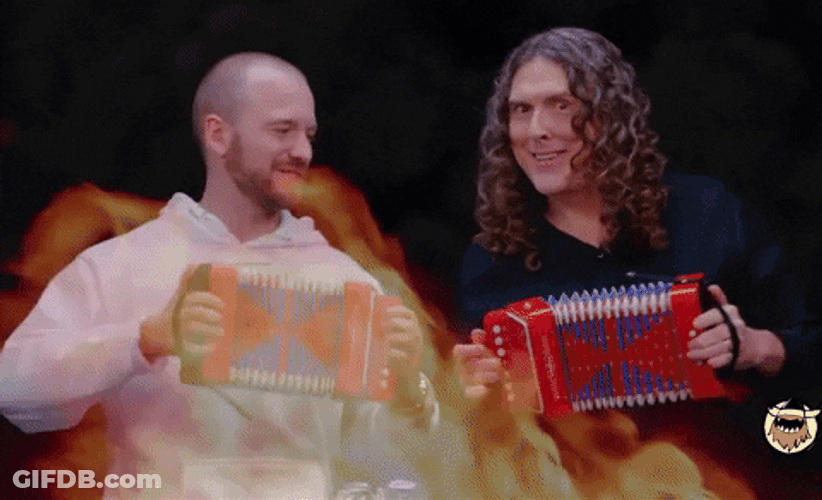 Flame On Two Man Playing Accordion GIF