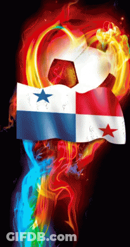 Flaming Soccer Ball With Flag Of Panama GIF
