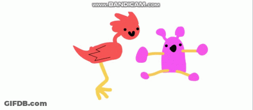 Flamingo And Pink Monster With Bandicam Logo GIF