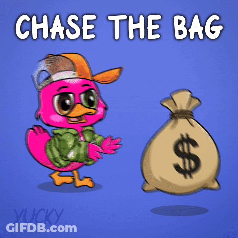 Flamingo Holding Bag Of Money Chase The Bag GIF