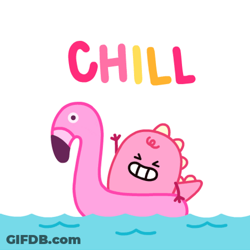 Flamingo Inflatable Chilling On Blue Wave GIF