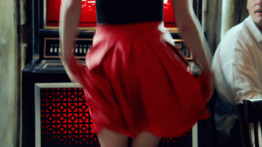 Flared Red Mini Skirt Sexy Sneak Peek GIF