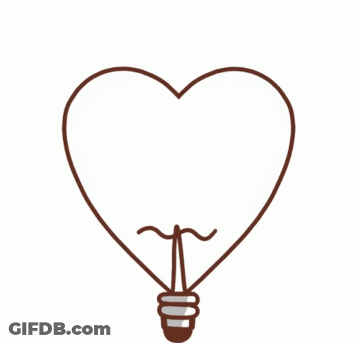 Flashing Heart Bulb Yellow Lightning GIF