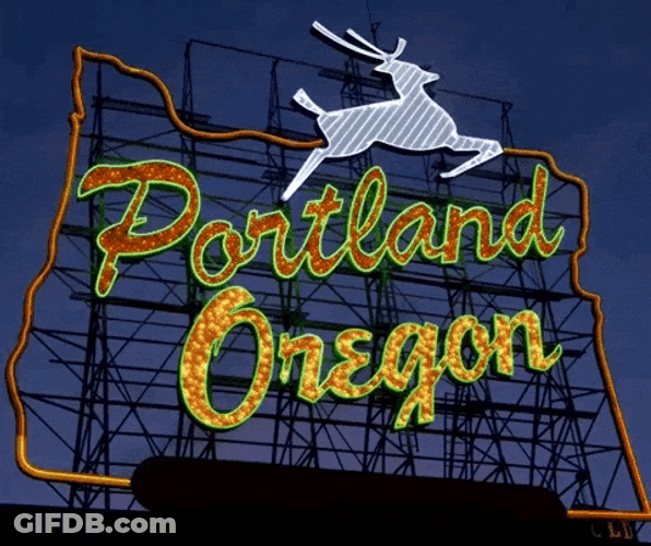 Flashing Portland Oregon Neon Billboard GIF