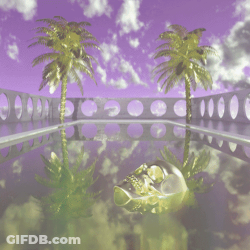 Flashing Retro Palm Tree Graphic Arts GIF