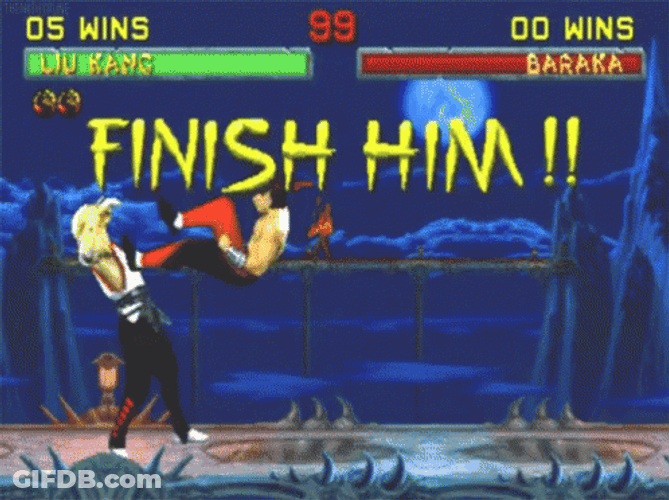 Flawless Victory Mortal Kombat Finish Him GIF
