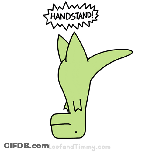 Flexible Dinosaur Doing Handstand GIF