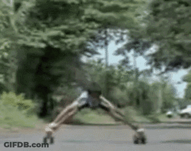 Flexible Little Boy Playing His Rollerblades GIF