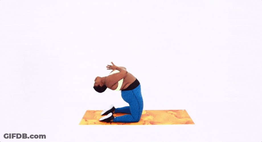 Flexible Woman Stretching Her Abdomen GIF