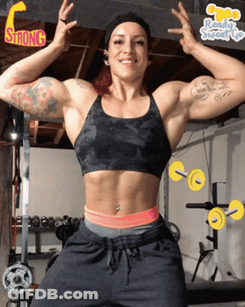Flexing Strong Woman After Workout GIF